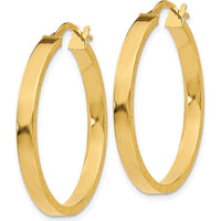 14K Yellow Gold Diamond Cut Edge Large Hoop Earrings - 3mm Thickness by 0