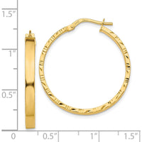 14K Yellow Gold Diamond Cut Edge Large Hoop Earrings - 3mm Thickness by 0