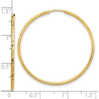 14K Yellow Gold Diamond-Cut Endless Hoop Earrings - 1.50mm Thick, 35mm Length by 0