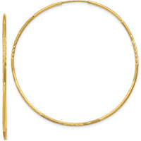 14K Yellow Gold Diamond-Cut Endless Hoop Earrings - 50mm Diameter by Oro Pregiato