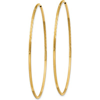 14K Yellow Gold Diamond-Cut Endless Hoop Earrings - 50mm Diameter by Oro Pregiato