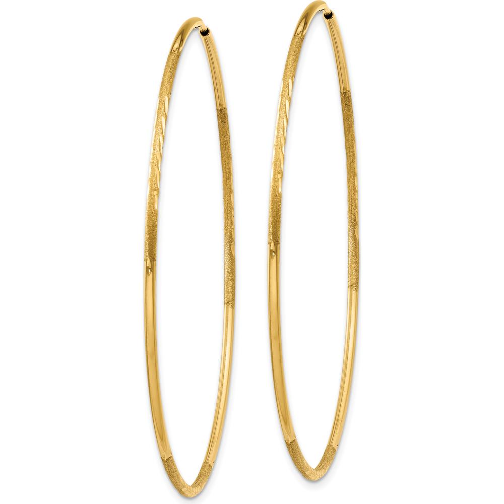 14K Yellow Gold Diamond-Cut Endless Hoop Earrings - 50mm Diameter by Oro Pregiato