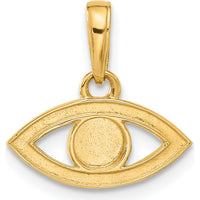 14K Yellow Gold Diamond-Cut Evil Eye Pendant with Rhodium Finish by Oro Pregiato