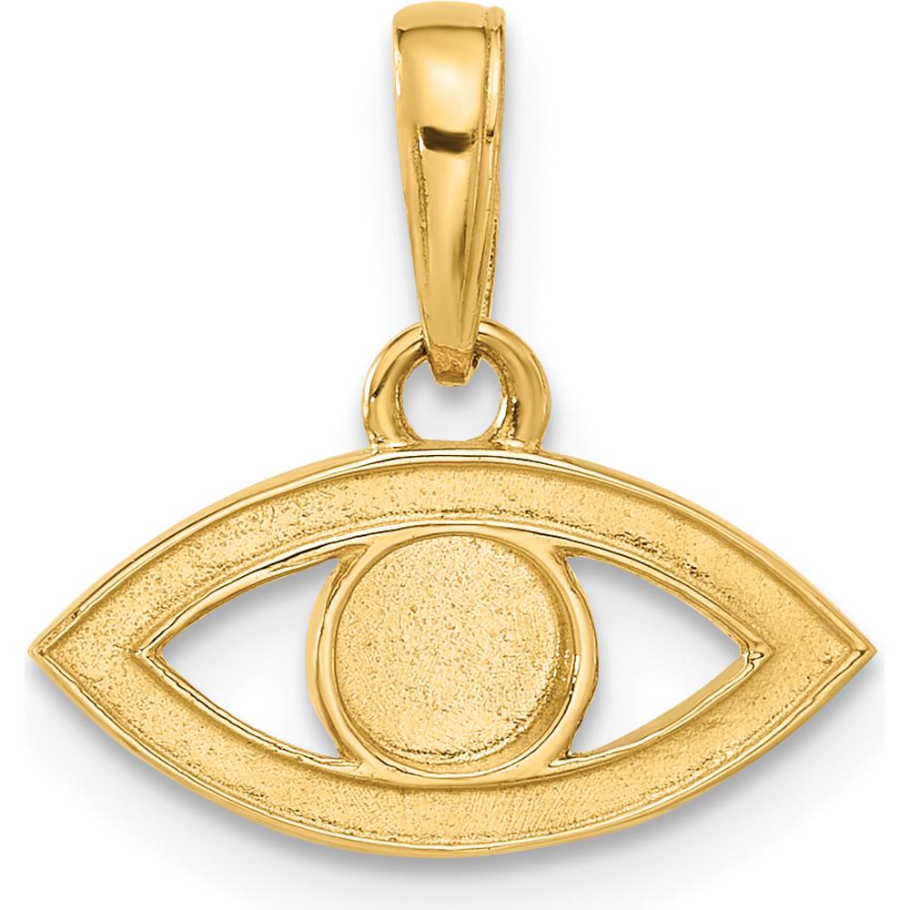 14K Yellow Gold Diamond-Cut Evil Eye Pendant with Rhodium Finish by Oro Pregiato