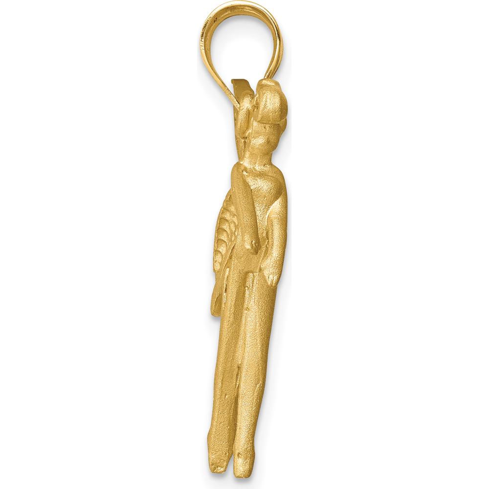 14K Yellow Gold Diamond-Cut Fairy Pendant with Rhodium Accents by Oro Pregiato