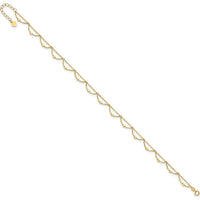 14K Yellow Gold Diamond-Cut Fancy Beaded Anklet with 1.5" Extender - Adjustable 11.5" Total Length