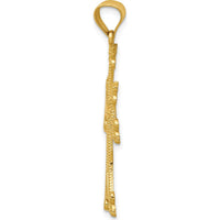 14K Yellow Gold Diamond-cut Fancy Cross Pendant - Solid Gold Charm with Textured Finish by Oro Pregiato