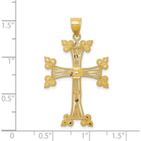 14K Yellow Gold Diamond-cut Fancy Cross Pendant - Solid Gold Charm with Textured Finish by Oro Pregiato