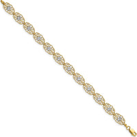 14K Yellow Gold Diamond-Cut Fancy Filigree 7.25" Bracelet with Rhodium Accents by Oro Pregiato
