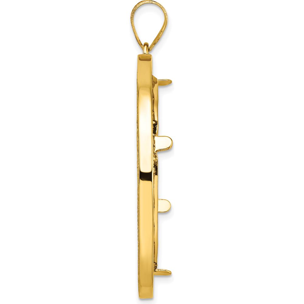14K Yellow Gold Diamond-Cut Fancy Wire 32.7mm Coin Bezel Pendant - Holds 1 oz. American Eagle Coin by Numis Coin Jewelry
