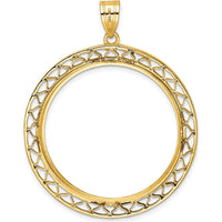 14K Yellow Gold Diamond-Cut Fancy Wire 32.7mm Coin Bezel Pendant - Holds 1 oz. American Eagle Coin by Numis Coin Jewelry