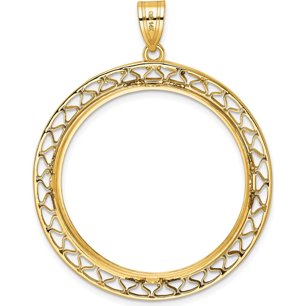 14K Yellow Gold Diamond-Cut Fancy Wire 32.7mm Coin Bezel Pendant - Holds 1 oz. American Eagle Coin by Numis Coin Jewelry