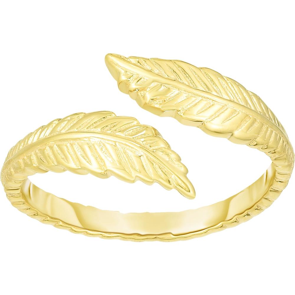 14K Yellow Gold Diamond-Cut Feather Bypass Toe Ring by Orozza Fine Jewelry