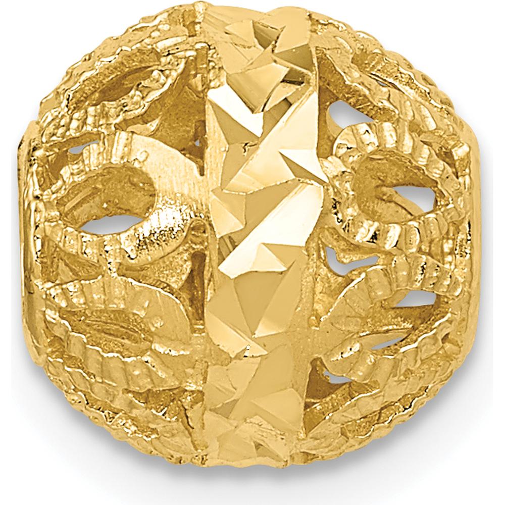 14K Yellow Gold Diamond-Cut Filigree Ball Pendant Charm by 0