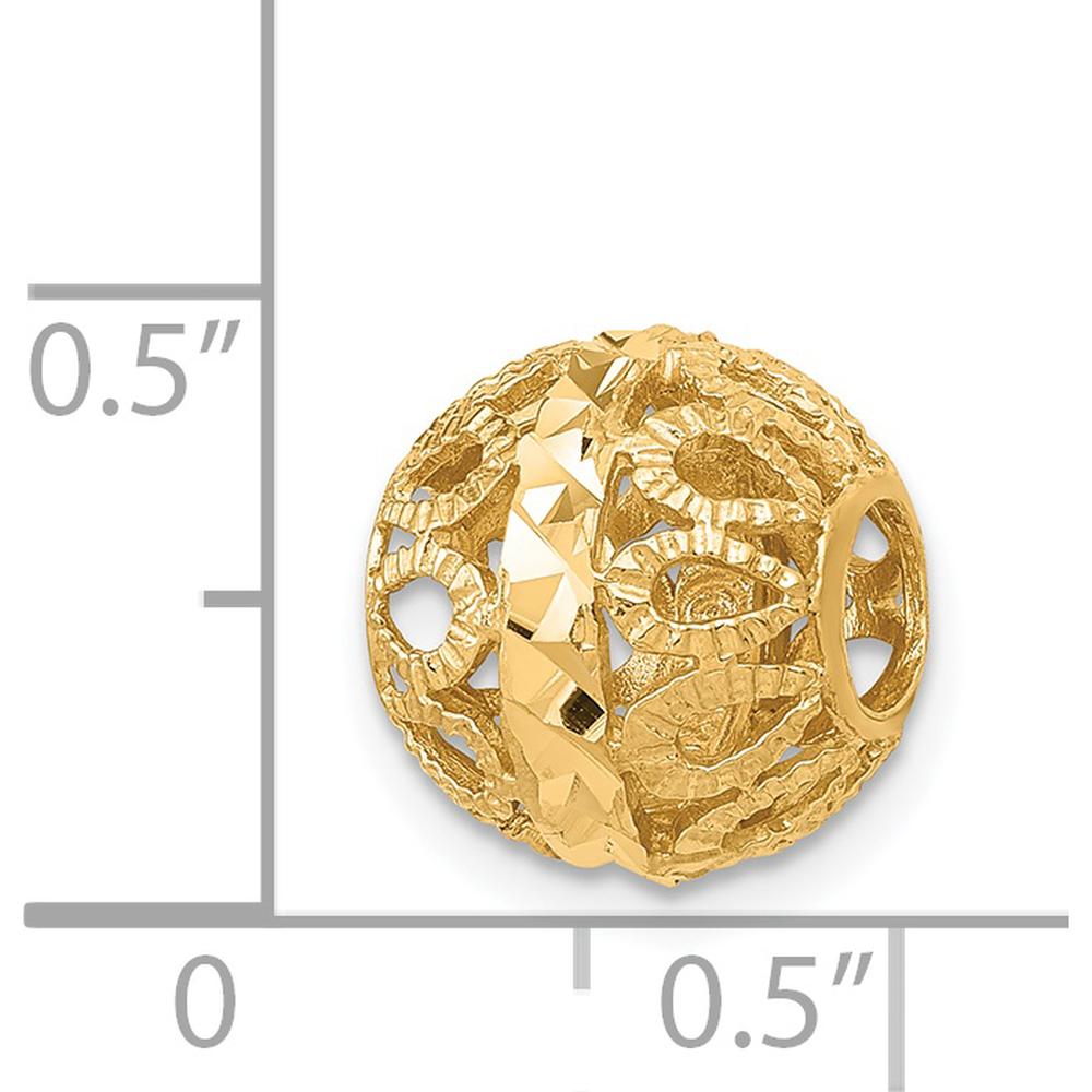 14K Yellow Gold Diamond-Cut Filigree Ball Pendant Charm by 0