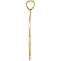 14K Yellow Gold Diamond-Cut Filigree Chamseh Pendant - 36mm Length by Oro Pregiato