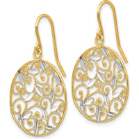 14K Yellow Gold Diamond-Cut Filigree Circle Drop Earrings - Timeless Luxury Design by Oro Pregiato
