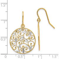 14K Yellow Gold Diamond-Cut Filigree Circle Drop Earrings - Timeless Luxury Design by Oro Pregiato