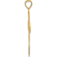 14K Yellow Gold Diamond-Cut Filigree Cross Pendant - 42mm Length, 23mm Width by Oro Pregiato