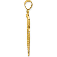 14K Yellow Gold Diamond-cut Filigree Dragonfly Pendant - 42mm x 41mm by Oro Pregiato