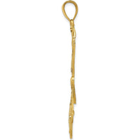 14K Yellow Gold Diamond-Cut Filigree Dragonfly Pendant with Rhodium Accents by Oro Pregiato