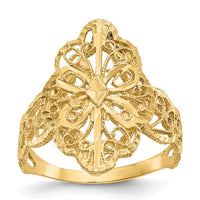 14K Yellow Gold Diamond Cut Filigree Fashion Ring - Elegant and Timeless Design by Oro Pregiato
