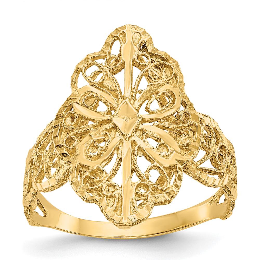 14K Yellow Gold Diamond Cut Filigree Fashion Ring - Elegant and Timeless Design by Oro Pregiato