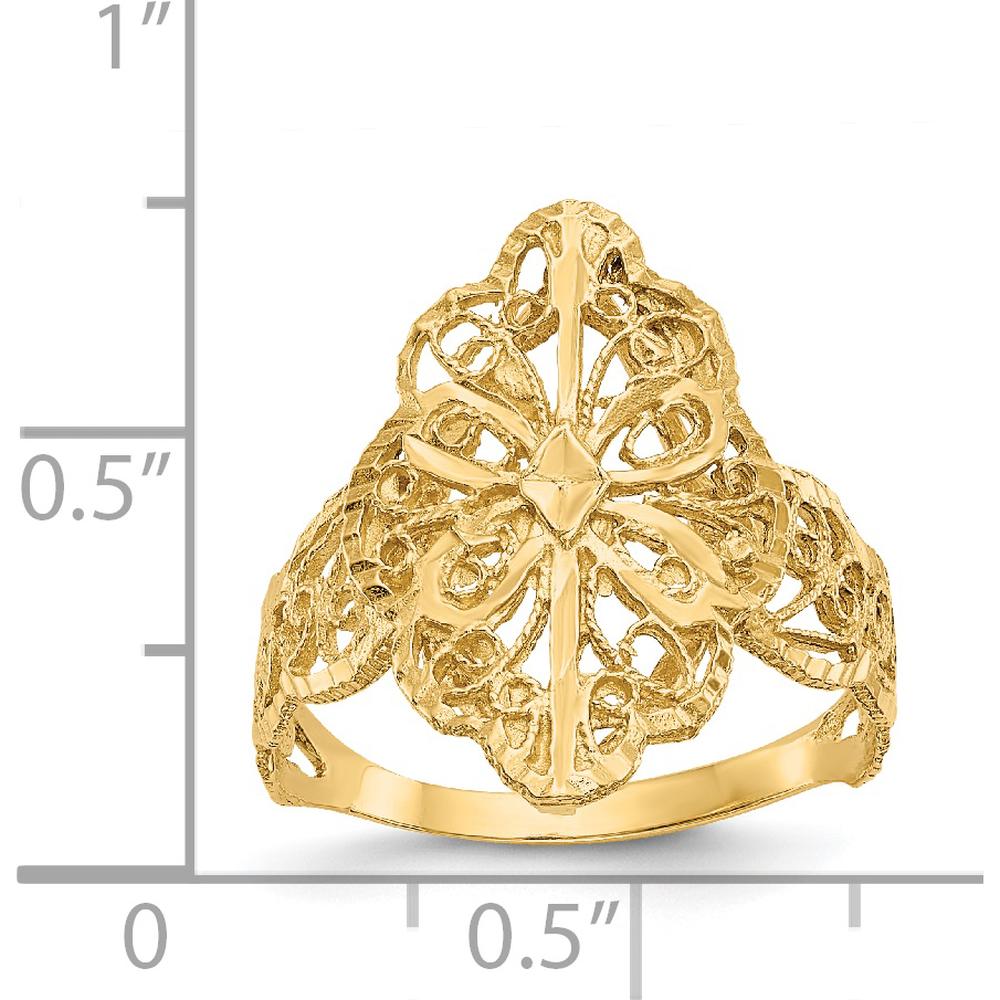 14K Yellow Gold Diamond Cut Filigree Fashion Ring - Elegant and Timeless Design by Oro Pregiato