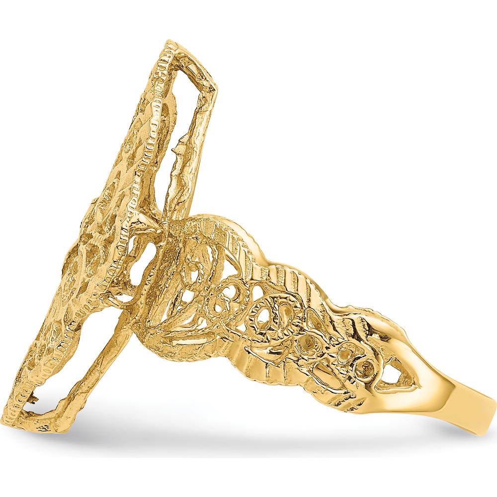 14K Yellow Gold Diamond Cut Filigree Fashion Ring - Elegant and Timeless Design by Oro Pregiato