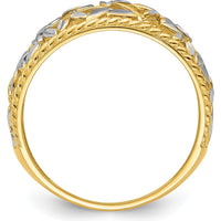 14K Yellow Gold Diamond-cut Filigree Leaf Fashion Ring - Adjustable Band by 0