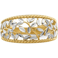 14K Yellow Gold Diamond-cut Filigree Leaf Fashion Ring - Adjustable Band by 0