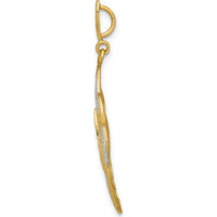 14K Yellow Gold Diamond-Cut Filigree Oval Charm with Rhodium Accents by Oro Pregiato