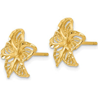 14K Yellow Gold Diamond-Cut Filigree Plumeria Button Earrings by 0