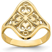14K Yellow Gold Diamond-Cut Filigree Ring with Tapered Band and Textured Back by Oro Pregiato