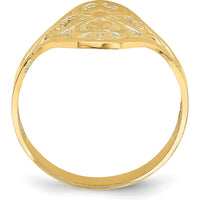 14K Yellow Gold Diamond-Cut Filigree Ring with Tapered Band and Textured Back by Oro Pregiato