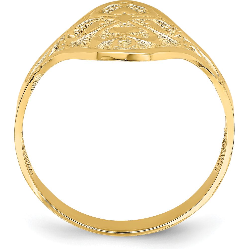 14K Yellow Gold Diamond-Cut Filigree Ring with Tapered Band and Textured Back by Oro Pregiato