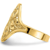 14K Yellow Gold Diamond-Cut Filigree Ring with Tapered Band and Textured Back by Oro Pregiato