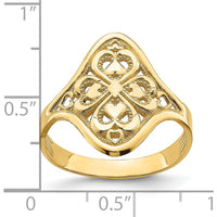 14K Yellow Gold Diamond-Cut Filigree Ring with Tapered Band and Textured Back by Oro Pregiato