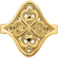 14K Yellow Gold Diamond-Cut Filigree Ring with Tapered Band and Textured Back by Oro Pregiato