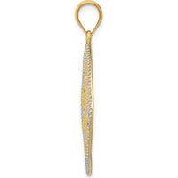 14K Yellow Gold Diamond-Cut Filigree Swirl Pendant with Rhodium Accents - Elegant Fine Jewelry by Oro Pregiato