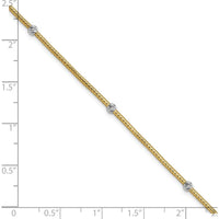 14K Yellow Gold Diamond-Cut Flexible Bracelet with Moveable White Rhodium Beads - 7.25" by 0