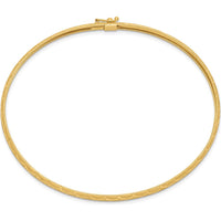 14K Yellow Gold Diamond-Cut Flexible Oval Bangle Bracelet with Hexagonal Design by Oro Pregiato