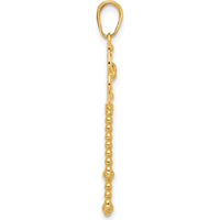 14K Yellow Gold Diamond-Cut Floral Key Pendant with White Rhodium Accents by Oro Pregiato
