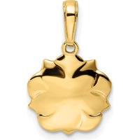14K Yellow Gold Diamond-Cut Flower Pendant with Rhodium Accents by Oro Pregiato