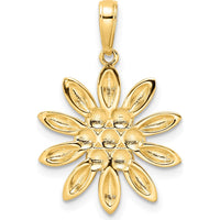 14K Yellow Gold Diamond-Cut Flower Pendant with Rhodium Accents by Oro Pregiato