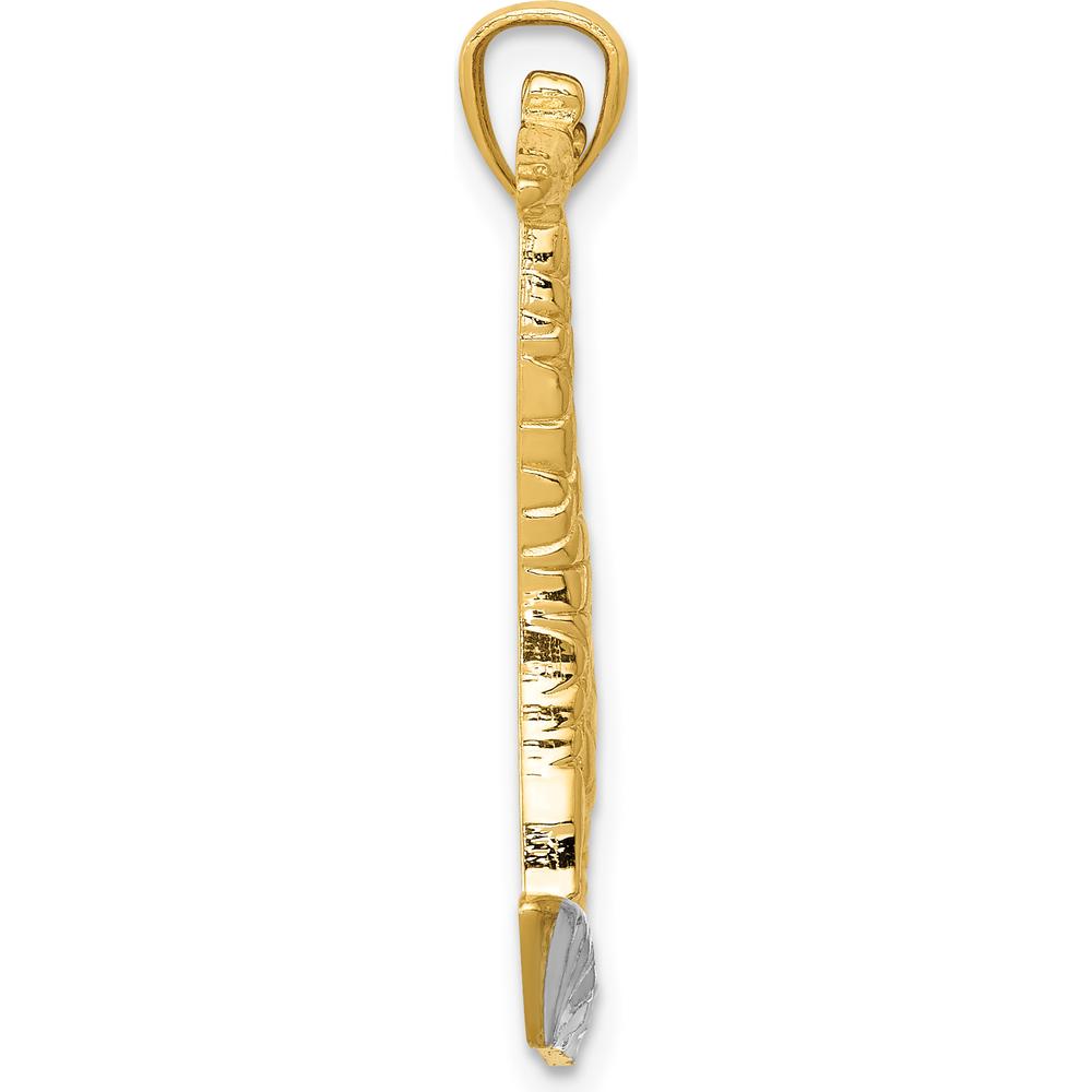 14K Yellow Gold Diamond-Cut Giraffe Pendant with Rhodium Accents by Oro Pregiato