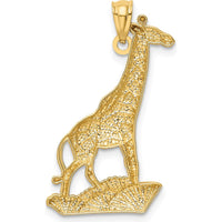 14K Yellow Gold Diamond-Cut Giraffe Pendant with Rhodium Accents by Oro Pregiato