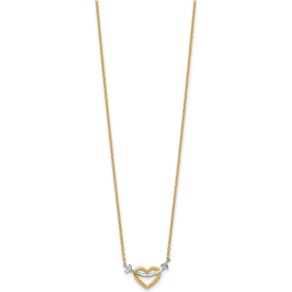 14K Yellow Gold Diamond-Cut Heart and Arrow 17" Pendant Necklace by 0
