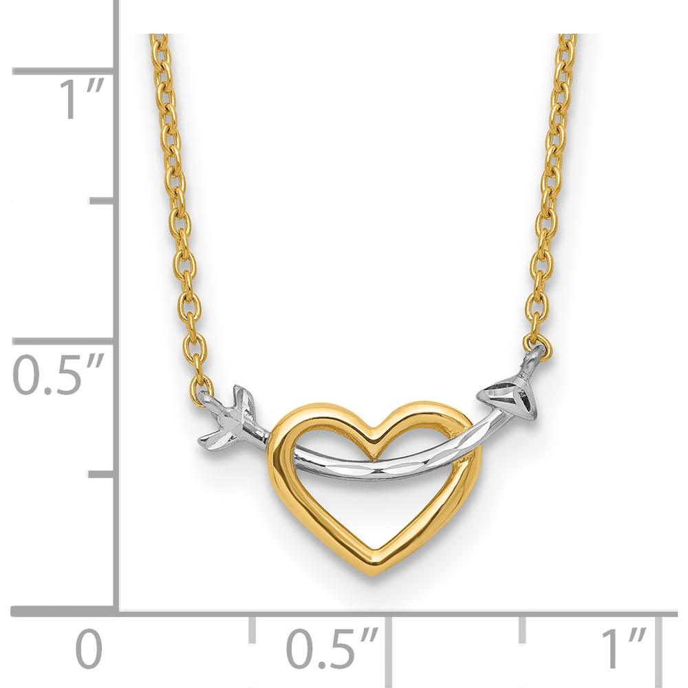 14K Yellow Gold Diamond-Cut Heart and Arrow 17" Pendant Necklace by 0