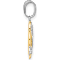 14K Yellow Gold Diamond-Cut Heart and Arrow Pendant with Rhodium Accents - 24mm Length, 28mm Width by Oro Pregiato